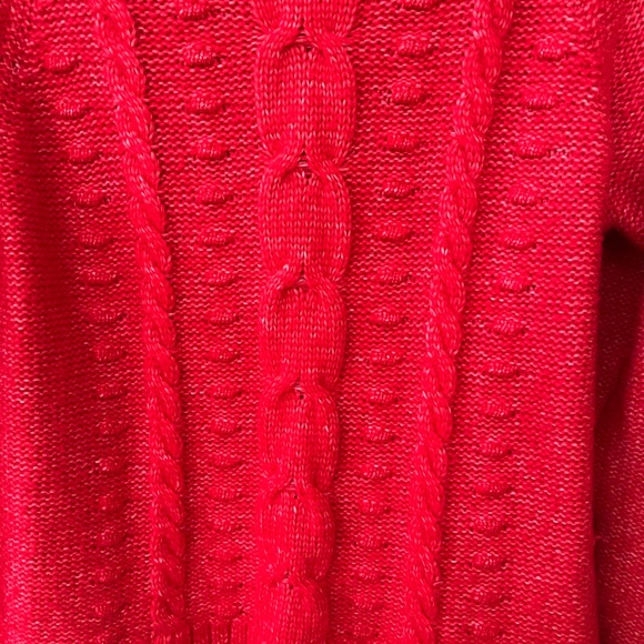 LOFT Red Cable Knit Sweater, Size S - Picture 5 of 13